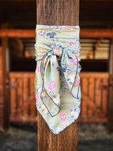 Load image into Gallery viewer, Simply stunning, light mint green with blues and pinks. Lightweight satin floral satin.
