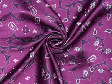 Load image into Gallery viewer, Boot top stitch, burgundy and ivory floral and paisley print on a silky charmeuse fabric.
