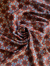 Load image into Gallery viewer, Stunning bold burgundy, blue, and white floral. Silky charmeuse fabric
