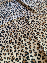 Load image into Gallery viewer, Classic cheetah print. Brown, black and gold tone silky charmeuse.
