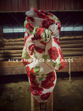 Load image into Gallery viewer, Super soft white with beautiful red rose, made of soft brushed satin fabric.
