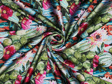 Load image into Gallery viewer, Colorful cactus floral  silky charmeuse  print.
