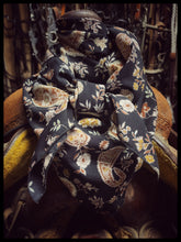 Load image into Gallery viewer, Stunning black, rust and cream paisley and floral print on a soft peach skin fabric.
