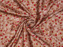 Load image into Gallery viewer, Retro, tiny vintage floral. Tan, red, rust, green, white and cream tones.
