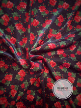 Load image into Gallery viewer, Classy, elegant, black and red rose, made of a silky charmeuse blend fabric.
